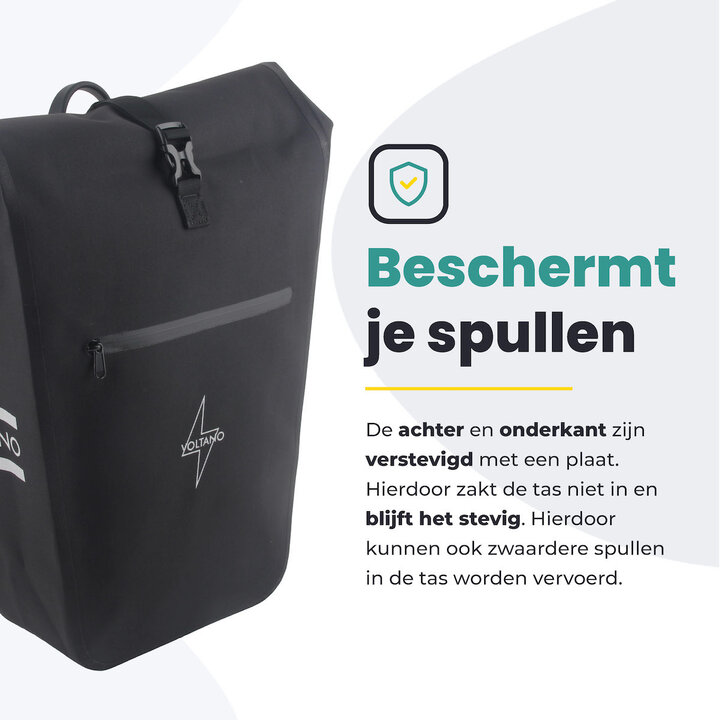 Voltano Luxe E-bike Fietstas 28L - Zwart - Pakaftas Met Laptop vak - 100% Waterdicht