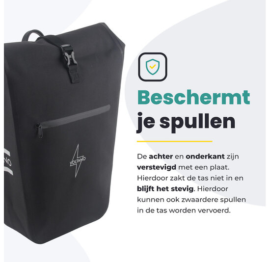Voltano Luxe E-bike Fietstas 28L - Zwart - Pakaftas Met Laptop vak - 100% Waterdicht