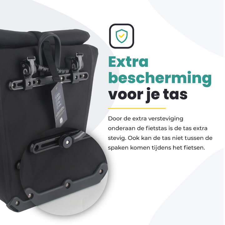 Voltano Luxe E-bike Fietstas 28L - Zwart - Pakaftas Met Laptop vak - 100% Waterdicht