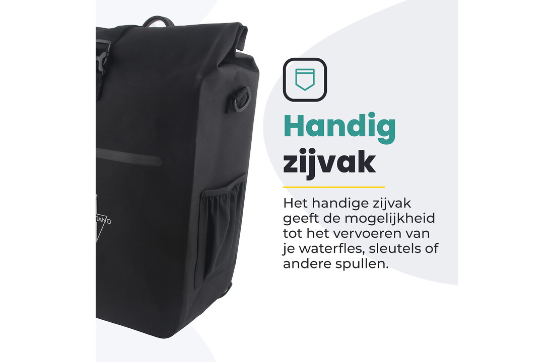 Voltano Luxe E-bike Fietstas 28L - Zwart - Pakaftas Met Laptop vak - 100% Waterdicht