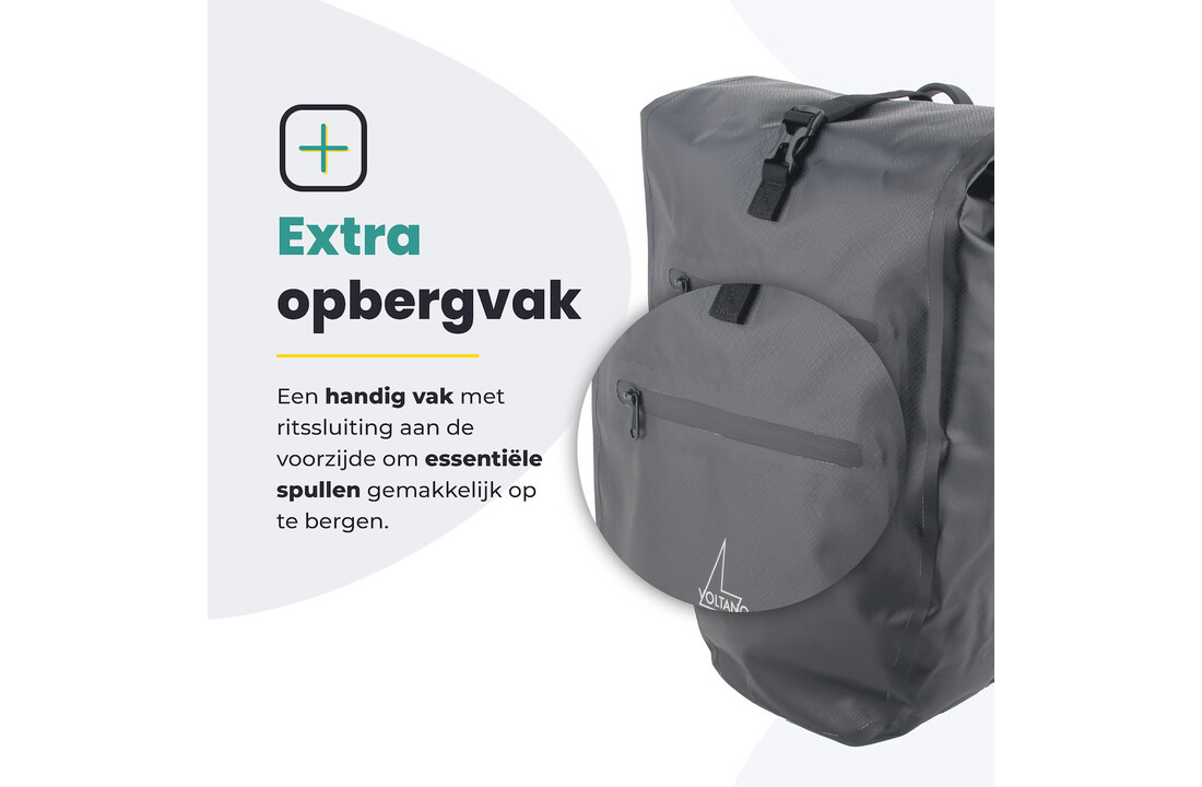 Voltano Luxe Fietstas 28L - Greek Zwart - Enkele Pakaftas - 100% Waterdicht