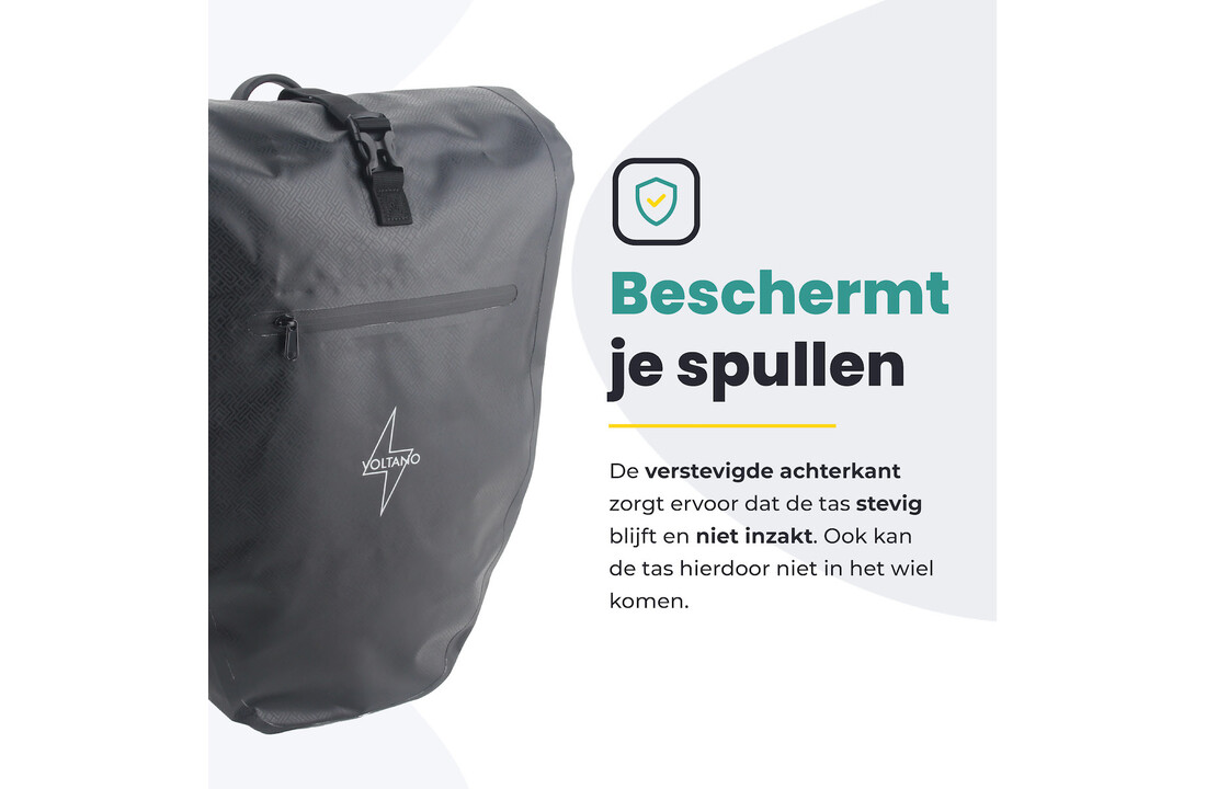 Voltano Luxe Fietstas 28L - Greek Zwart - Enkele Pakaftas - 100% Waterdicht