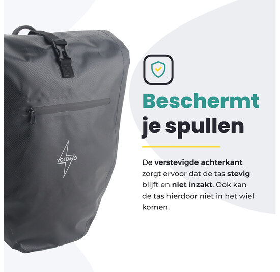 Voltano Luxe Fietstas 28L - Greek Zwart - Enkele Pakaftas - 100% Waterdicht