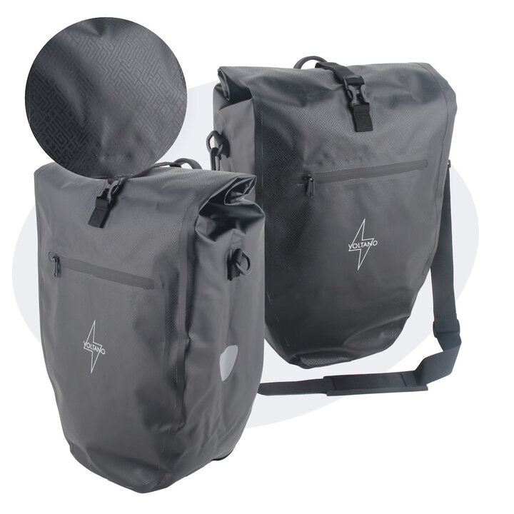 Voltano Luxe Fietstas 28L - Greek Zwart - Enkele Pakaftas - 100% Waterdicht