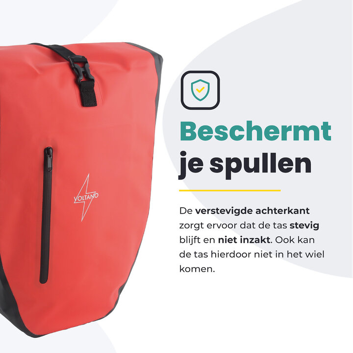 Voltano Luxe Fietstas 28L - Rood / Zwart - Enkele Pakaftas - 100% Waterdicht