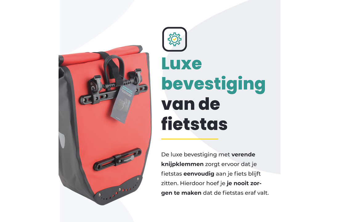 Voltano Luxe Fietstas 28L - Rood / Zwart - Enkele Pakaftas - 100% Waterdicht