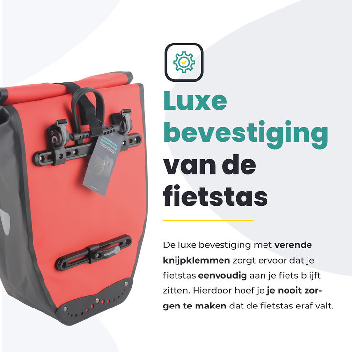Voltano Luxe Fietstas 28L - Rood / Zwart - Enkele Pakaftas - 100% Waterdicht