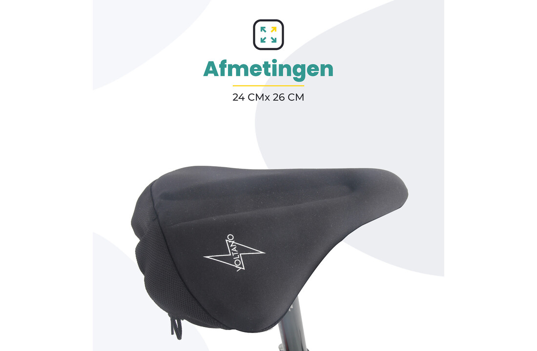 Voltano Luxe Gel Zadelhoes / Zadeldek - Zwart - Met Uitsparing - Brede Fietszadels
