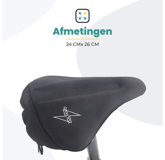 Voltano Luxe Gel Zadelhoes / Zadeldek - Zwart - Met Uitsparing - Brede Fietszadels