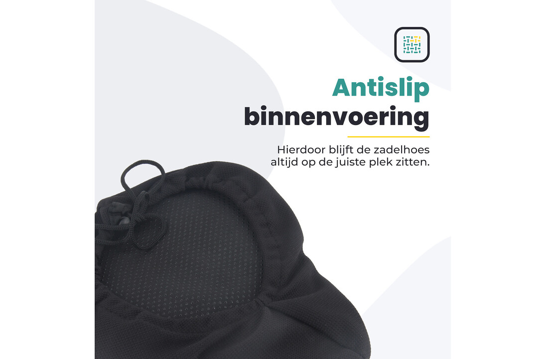 Voltano Luxe Gel Zadelhoes / Zadeldek - Zwart - Met Uitsparing - Brede Fietszadels