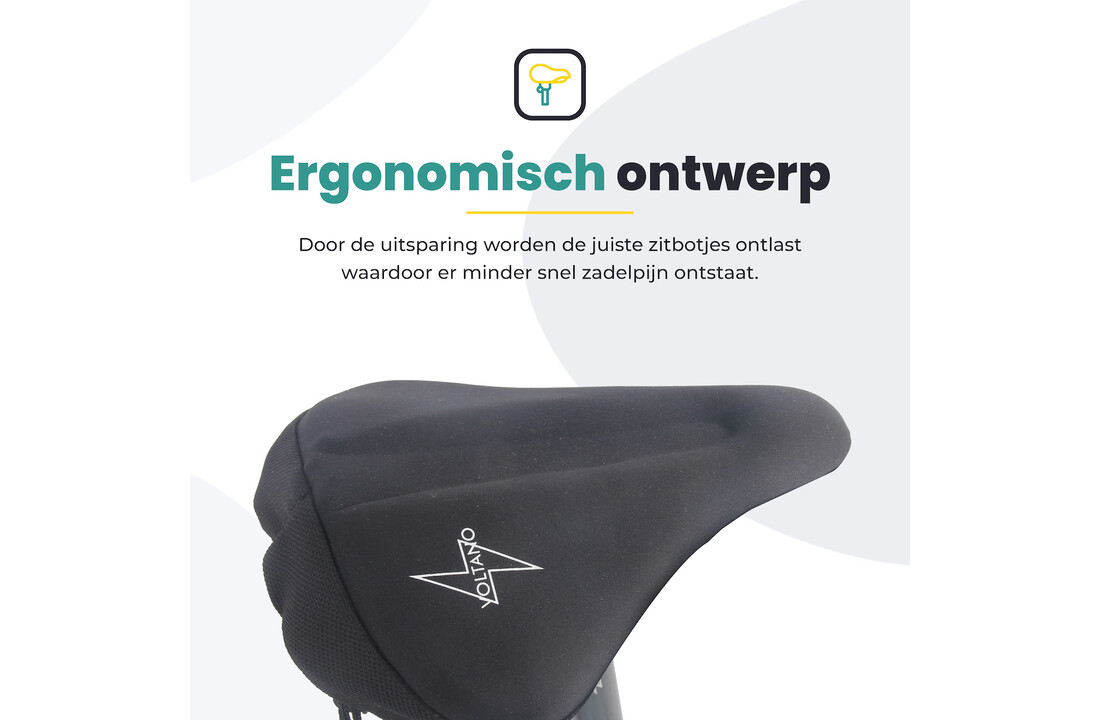 Voltano Luxe Gel Zadelhoes / Zadeldek - Zwart - Met Uitsparing - Brede Fietszadels