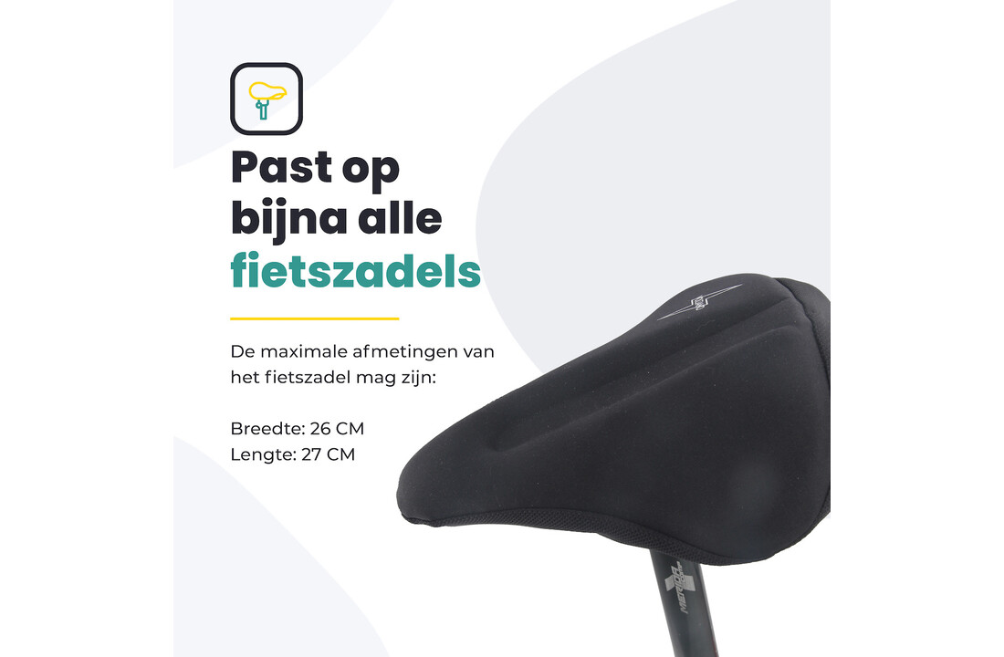 Voltano Luxe Gel Zadelhoes / Zadeldek - Zwart - Met Uitsparing - Brede Fietszadels