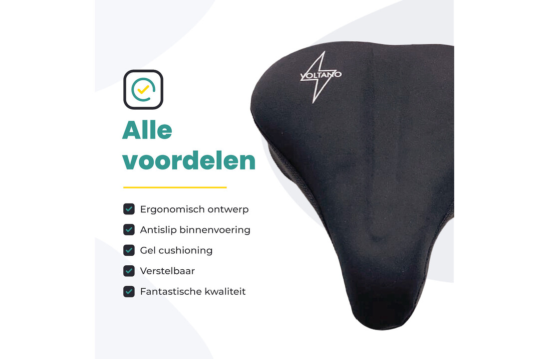 Voltano Luxe Gel Zadelhoes / Zadeldek - Zwart - Met Uitsparing - Brede Fietszadels