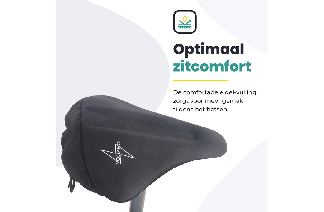 Voltano Luxe Gel Zadelhoes / Zadeldek - Zwart - Met Uitsparing - Brede Fietszadels