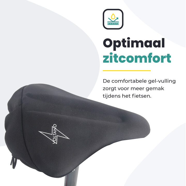 Voltano Luxe Gel Zadelhoes / Zadeldek - Zwart - Met Uitsparing - Brede Fietszadels