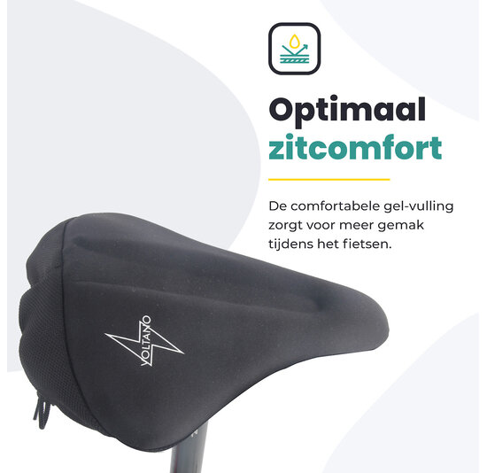 Voltano Luxe Gel Zadelhoes / Zadeldek - Zwart - Met Uitsparing - Brede Fietszadels