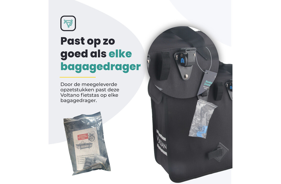 Voltano Voorgevormde Enkele Fietstas / Pakaftas - Zwart - 17L