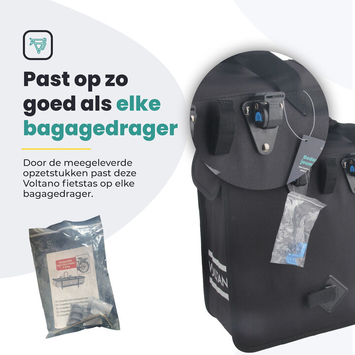 Voltano Voorgevormde Enkele Fietstas / Pakaftas - Zwart - 17L