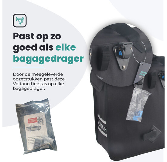 Voltano Voorgevormde Enkele Fietstas / Pakaftas - Zwart - 17L