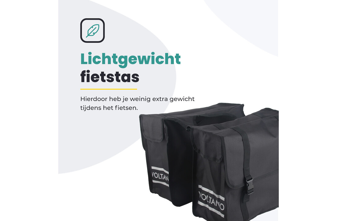 Voltano Dubbele Fietstas XL - Zwart - 48 Liter