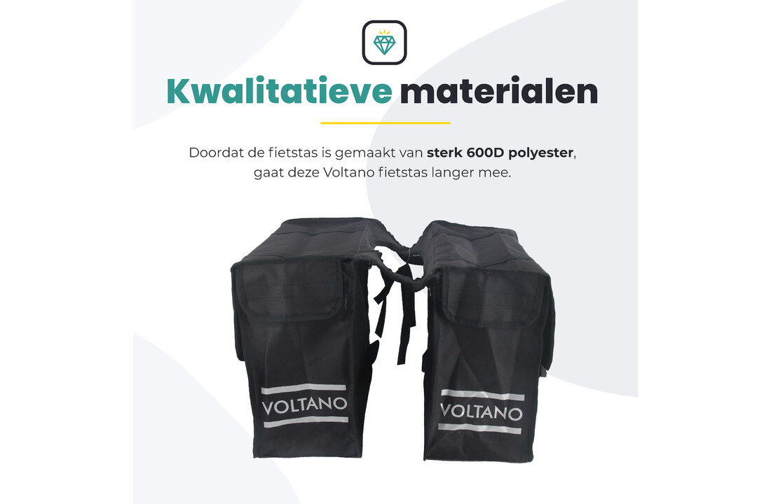 Voltano Dubbele Fietstas XL - Zwart - 48 Liter