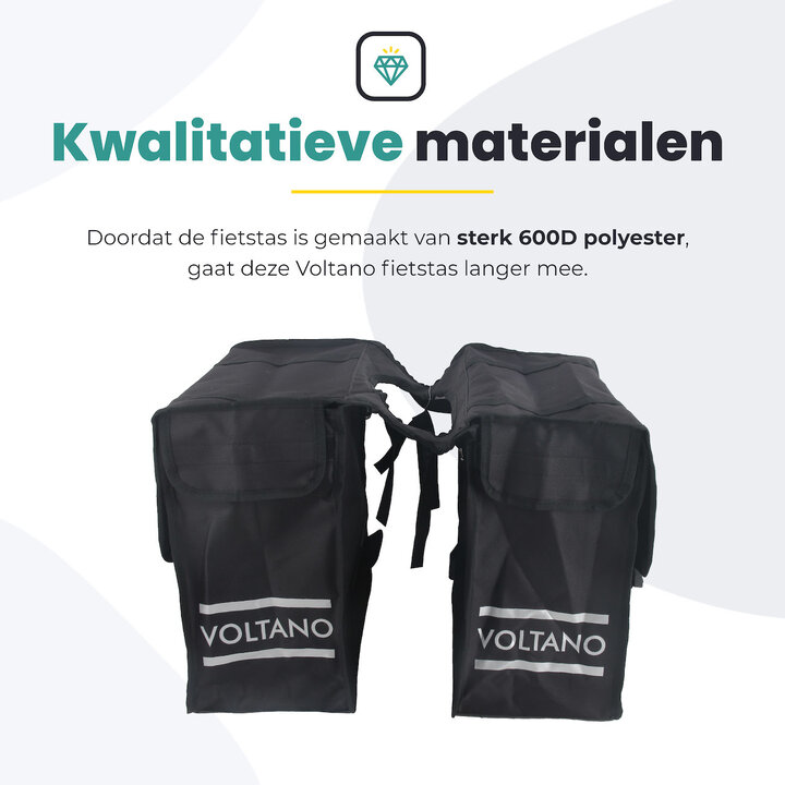 Voltano Dubbele Fietstas XL - Zwart - 48 Liter