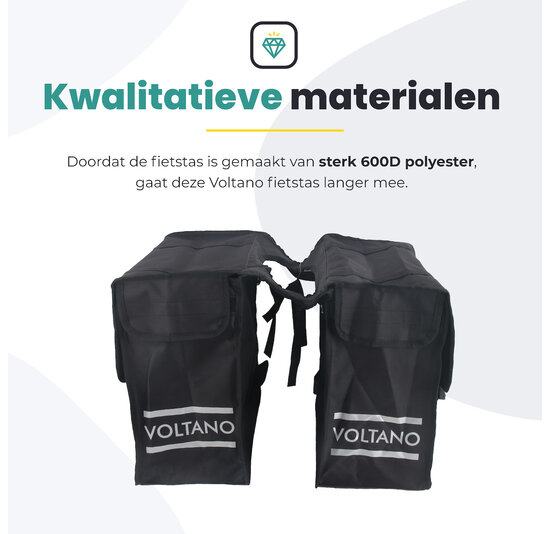 Voltano Dubbele Fietstas XL - Zwart - 48 Liter