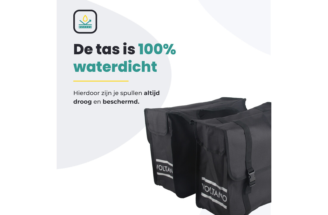 Voltano Dubbele Fietstas XL - Zwart - 48 Liter
