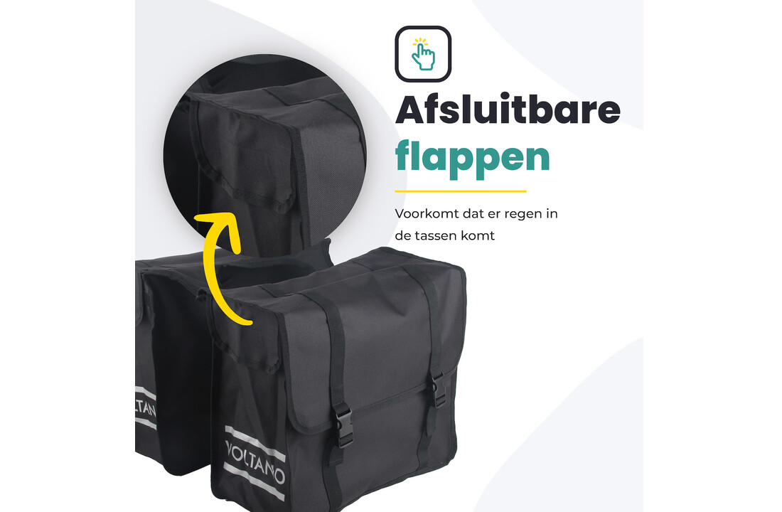 Voltano Dubbele Fietstas XL - Zwart - 48 Liter