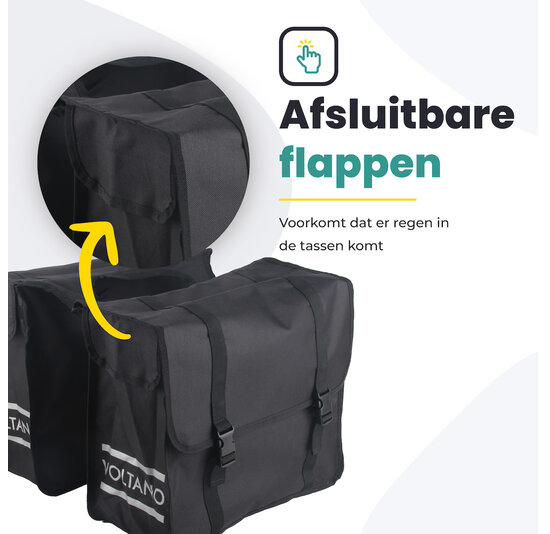 Voltano Dubbele Fietstas XL - Zwart - 48 Liter
