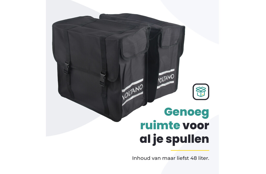 Voltano Dubbele Fietstas XL - Zwart - 48 Liter