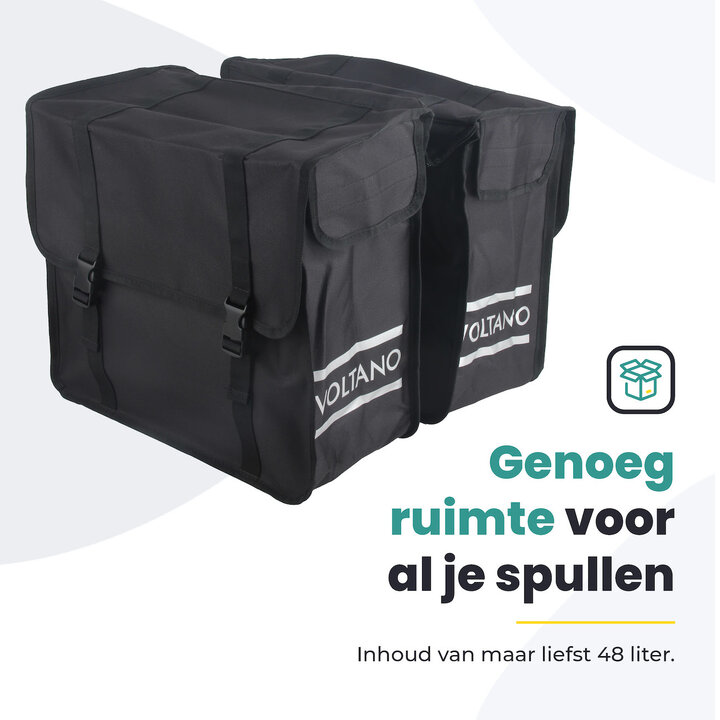 Voltano Dubbele Fietstas XL - Zwart - 48 Liter