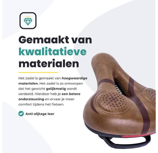 Voltano Fietszadel Met Voorgevormde Gelpads - Bruin