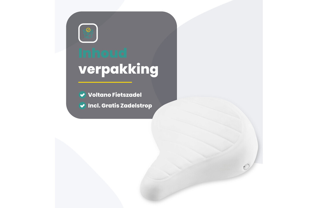 Voltano Drifter Fietszadel - Wit - Gratis Zadelstrop
