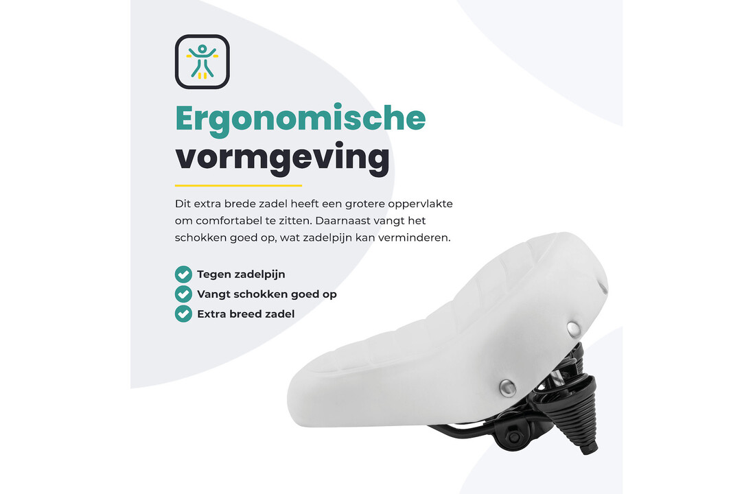 Voltano Drifter Fietszadel - Wit - Gratis Zadelstrop