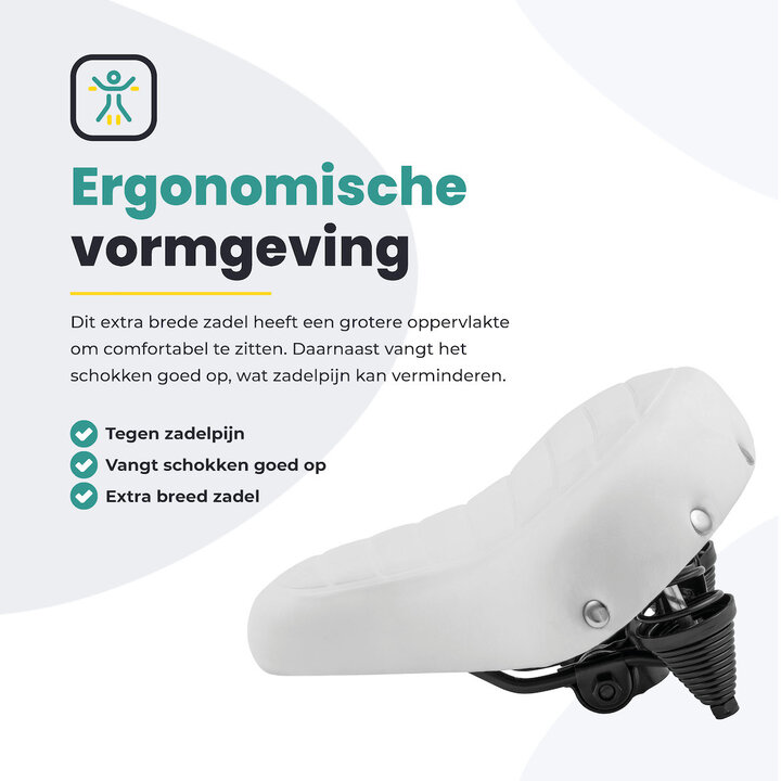 Voltano Drifter Fietszadel - Wit - Gratis Zadelstrop