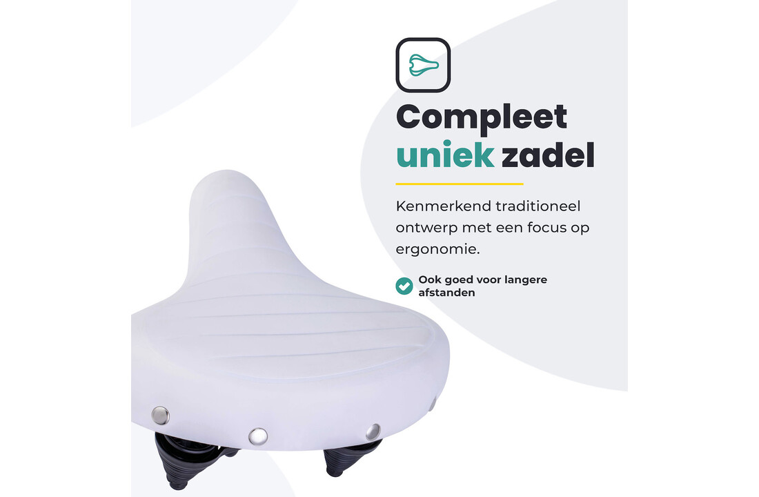 Voltano Drifter Fietszadel - Wit - Gratis Zadelstrop