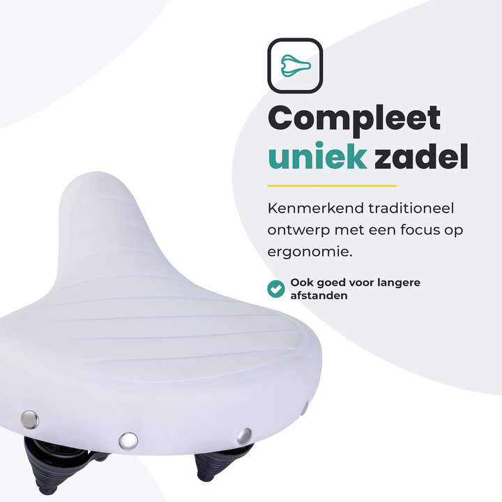 Voltano Drifter Fietszadel - Wit - Gratis Zadelstrop