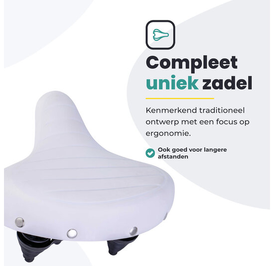 Voltano Drifter Fietszadel - Wit - Gratis Zadelstrop