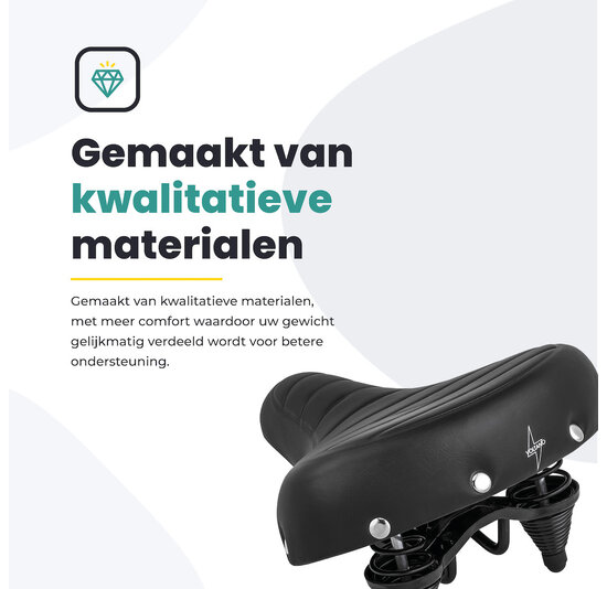 Voltano Drifter Fietszadel - Zwart - Gratis Zadelstrop