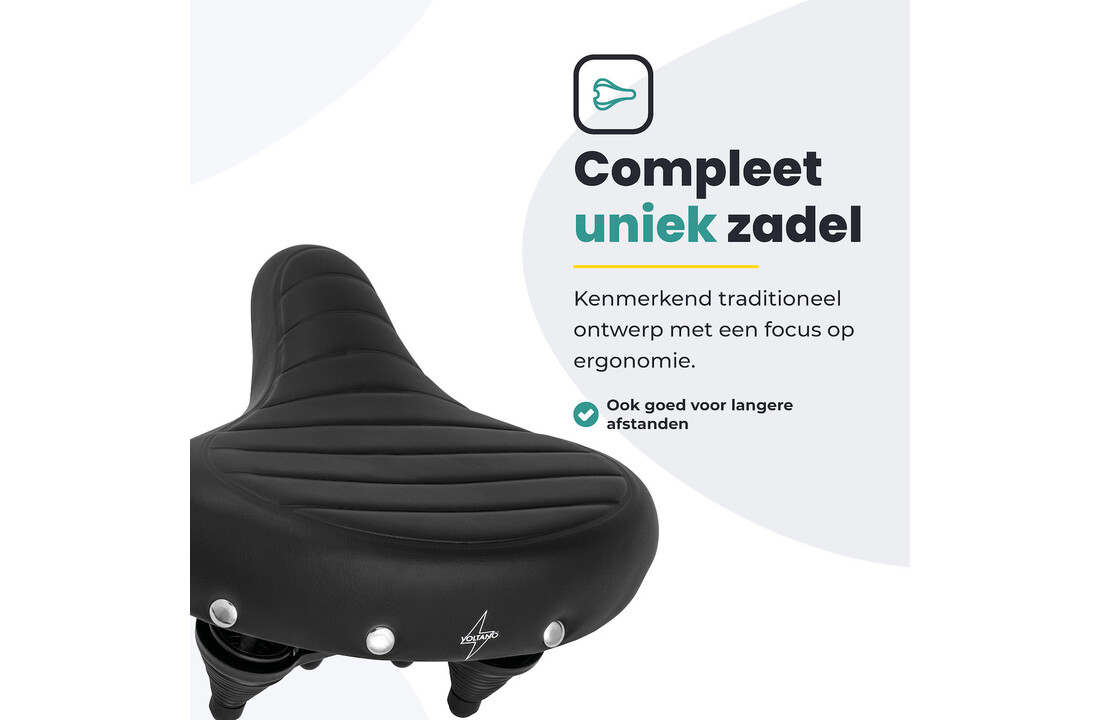 Voltano Drifter Fietszadel - Zwart - Gratis Zadelstrop