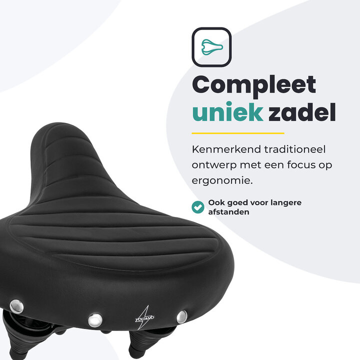 Voltano Drifter Fietszadel - Zwart - Gratis Zadelstrop