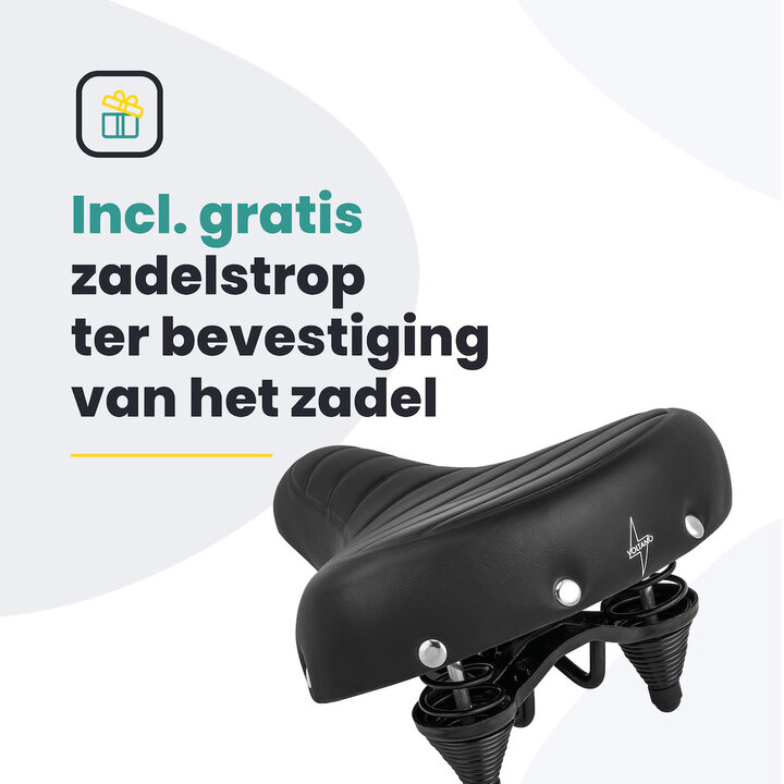 Voltano Drifter Fietszadel - Zwart - Gratis Zadelstrop