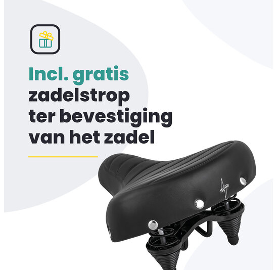 Voltano Drifter Fietszadel - Zwart - Gratis Zadelstrop