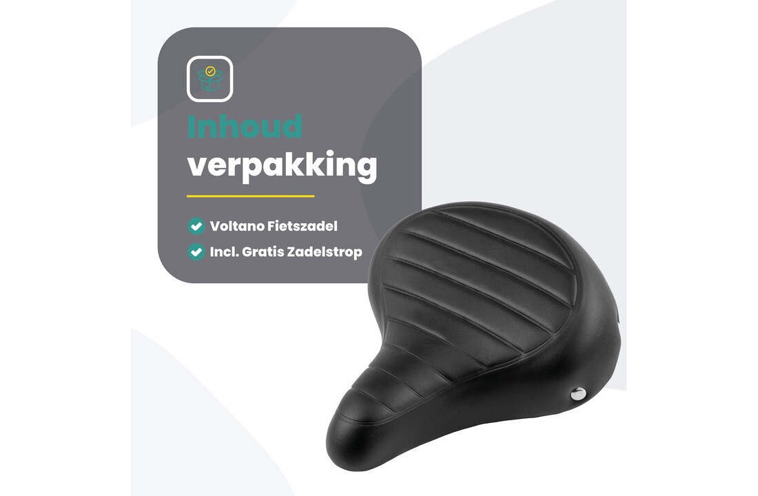 Voltano Drifter Fietszadel - Zwart - Gratis Zadelstrop