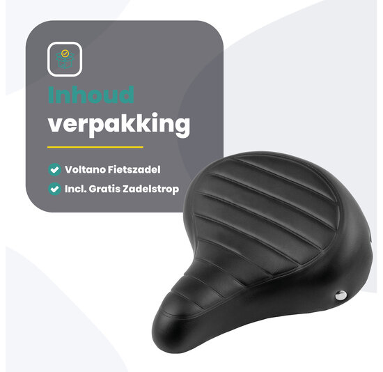 Voltano Drifter Fietszadel - Zwart - Gratis Zadelstrop