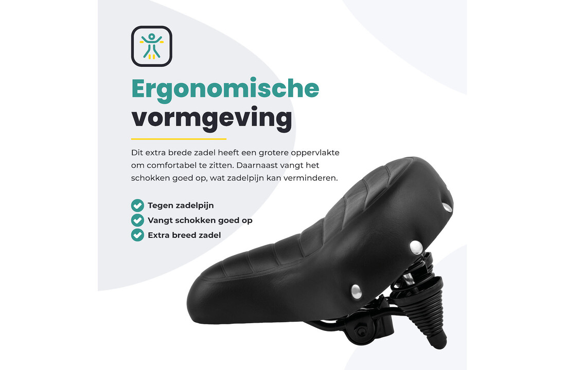 Voltano Drifter Fietszadel - Zwart - Gratis Zadelstrop