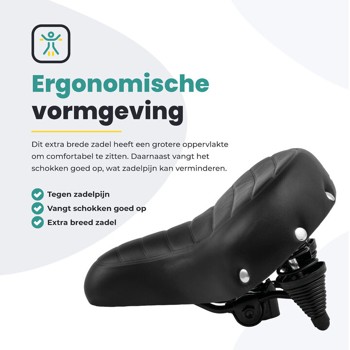 Voltano Drifter Fietszadel - Zwart - Gratis Zadelstrop