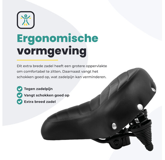 Voltano Drifter Fietszadel - Zwart - Gratis Zadelstrop