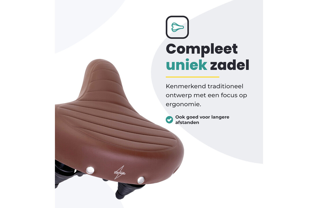 Voltano Drifter Fietszadel - Bruin - Gratis Zadelstrop